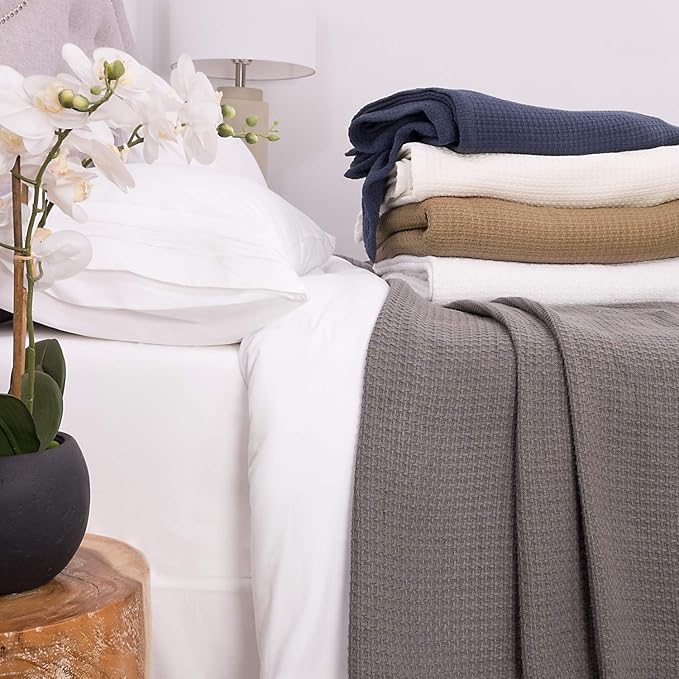 100% Fine Cotton Luxurious Basket Weave Blanket, King Size - Image 4