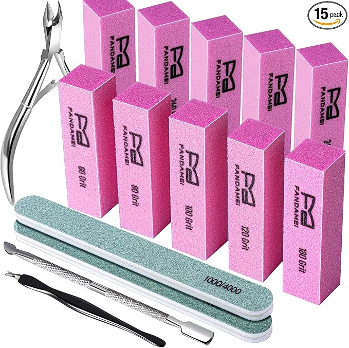 FANDAMEI Nail Buffer Block, Buffing Block, Cuticle Trimmer, Nail Tools by FANDAMEI