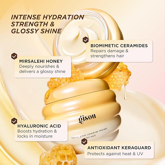 Gisou Honey Gloss Ceramide Therapy Hair Mask – Deep Repair & Hydration - Image 4