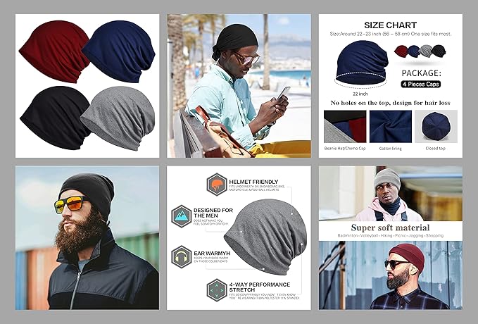 Women's Summer Beanie for Men Hat Boho Hats Adult Dwarf Hats Chemo Cap Cancer - Image 7