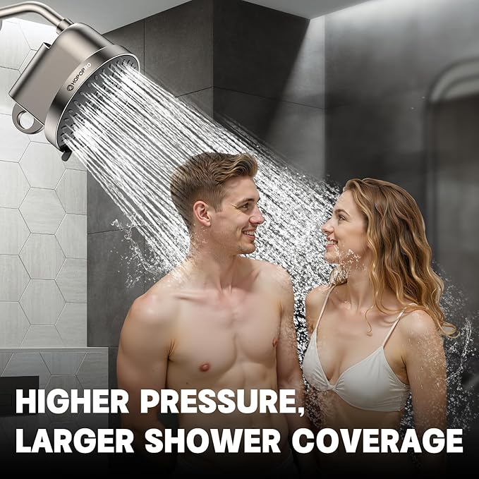 High Flow Filtered Shower Head, HOPOPRO 5 Modes High Pressure Fixed Showerhead - Image 7