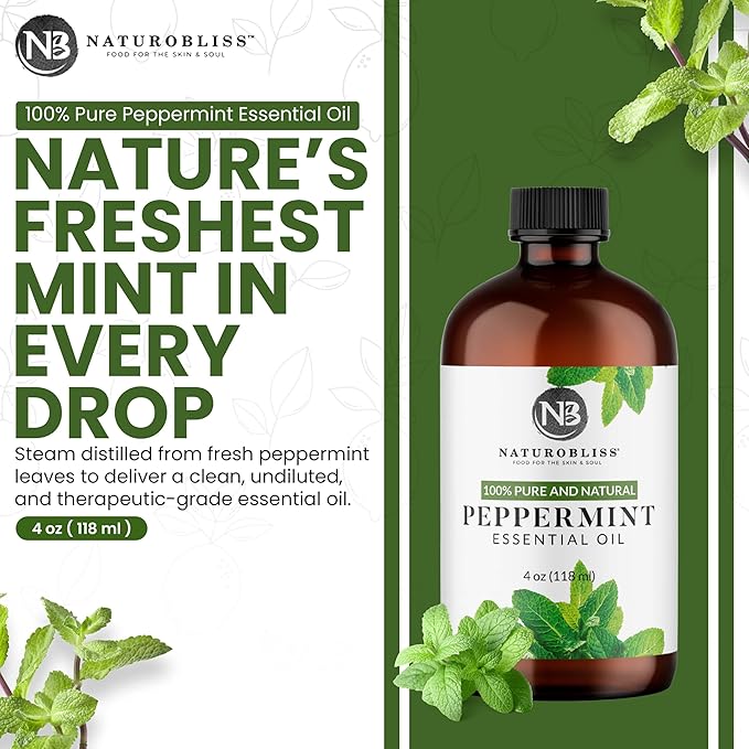 NaturoBliss Peppermint Essential Oil, 100% Pure and Natural Therapeutic Grade - Image 2