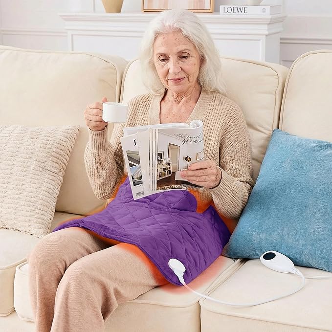 Purple Weighted Heating Pad for Neck Shoulders and Back, Mothers Day Gifts for - Image 3