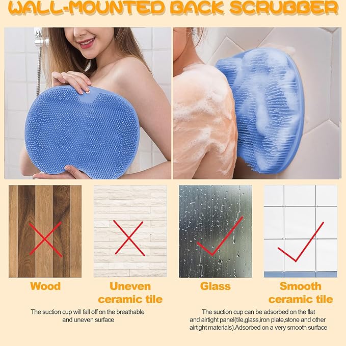 Shower Foot Scrubber, Wall Mounted Bath Massage Pad, Back Scrubber Back - Image 5