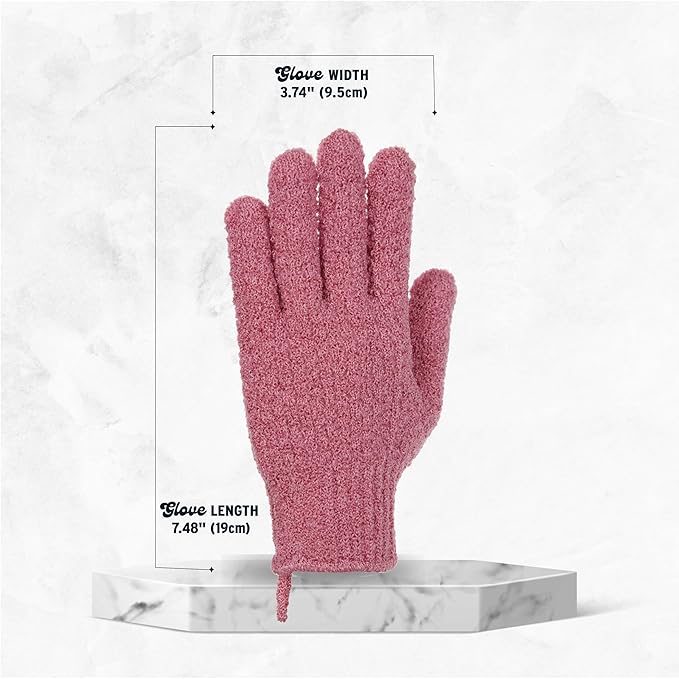4 Pairs Exfoliating Gloves, 100% Nylon, Dual Texture Body Scrub - Image 2
