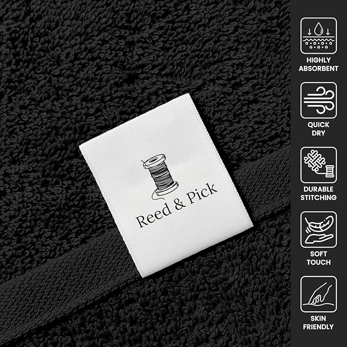 Reed&Pick Salon Towels – 50 Pack Black Hand Towels 100% Cotton Spa Towel – - Image 4