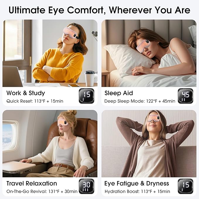 Heated Eye Mask, Cordless Rechargeable Eye Compress, Eye Relief, Improved Sleep - Image 8