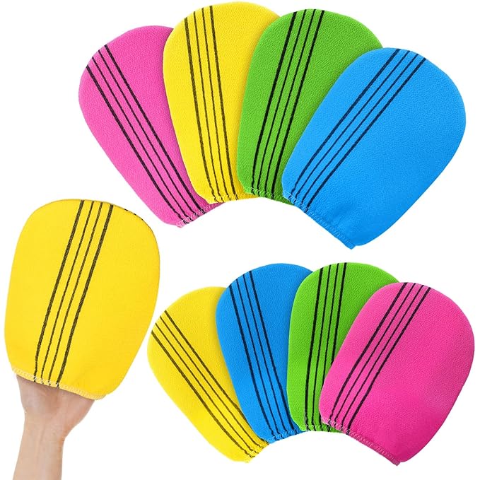Tatuo 8 Pcs Korean Exfoliating Mitt Korean Scrub Mitt Asian Exfoliating Gloves by Tatuo