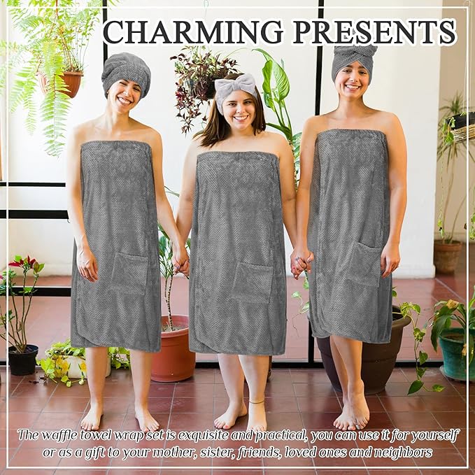 Tigeen Plus Size Towel Wrap for Women Spa Robe Set - Image 7