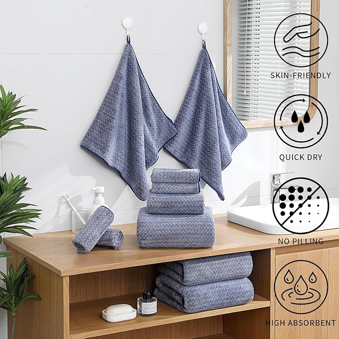 Ultra Soft Bath Towel Set, 12 Piece Family Bathroom Towel Set - Image 3