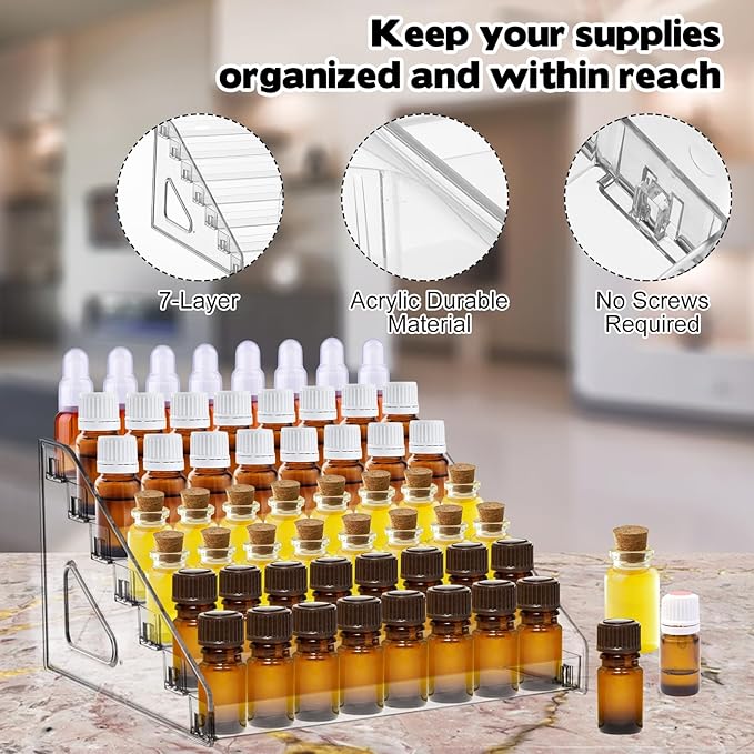 YEXEXINM 2 Pack 7 Tier Essential Oil Organizer, Essential Oil Storage Shelf - Image 3