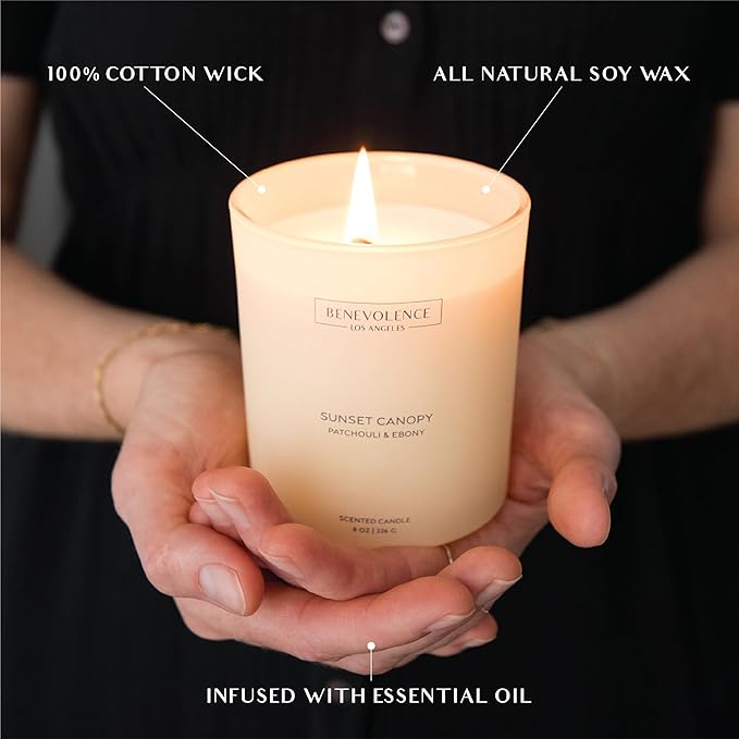 Patchouli & Ebony – Benevolence LA Scented Candle | 8oz, 45-Hour Burn | Natural - Image 3