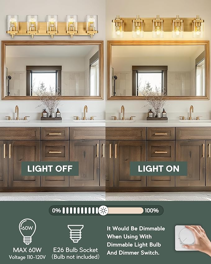 Bathroom Light Fixtures, 5-Light Modern Wall Sconces - Image 6