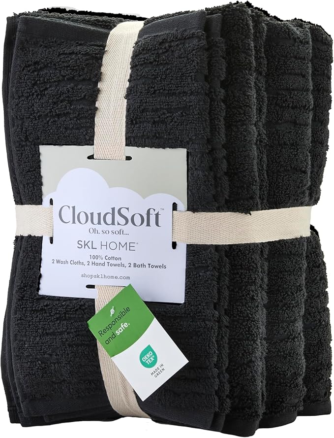SKL Home CloudSoft 100% Cotton Luxury 6-Piece Towel Set, 600 GSM, Ultra Plush & - Image 8