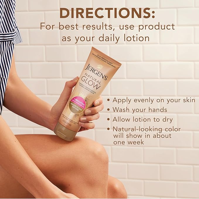 Jergens Natural Glow Self Tanner Body Lotion, Sunless Tanning, Medium to Deep - Image 8