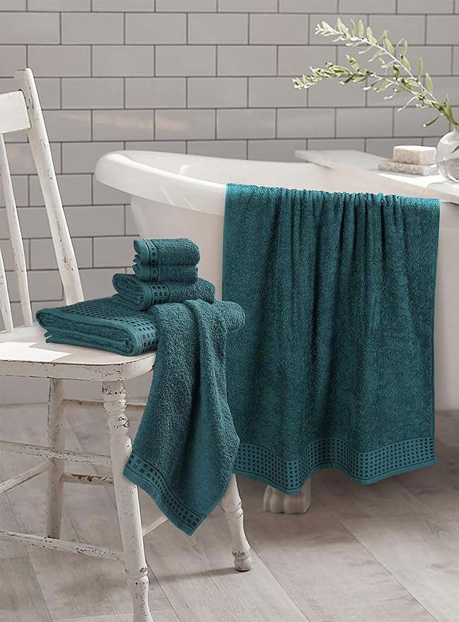 GLAMBURG 100% Cotton Ultra Soft 6 Pack Towel Set, Contains 2 Bath Towels 28x55 - Image 3