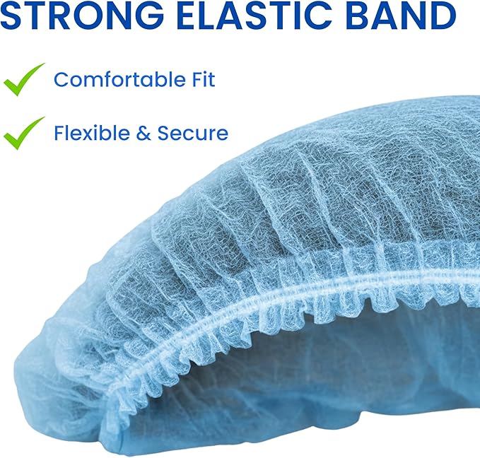 Disposable Bouffant Caps 21 Inch Non Woven Hair Net Elastic Head Cover - Image 8