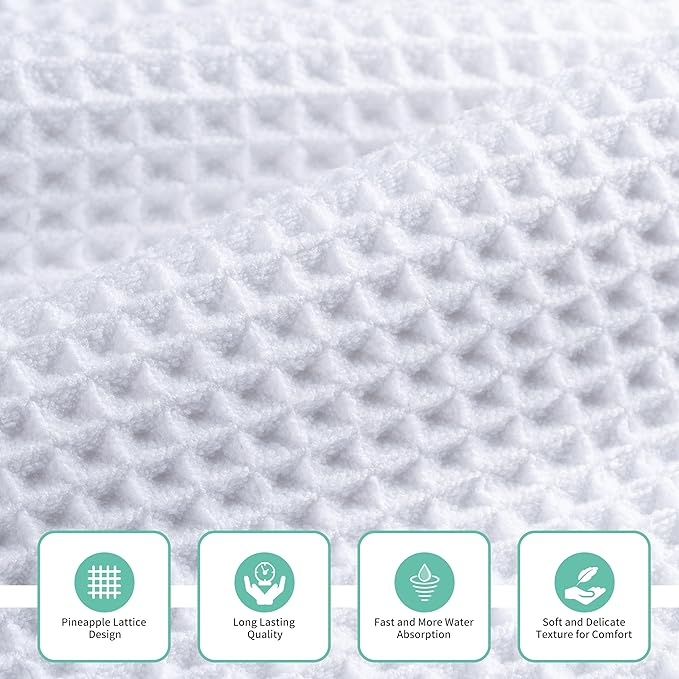 MICROFI Microfiber Waffle Bath Towels, 3 Pieces, Fast Drying, Lint Free - Image 2