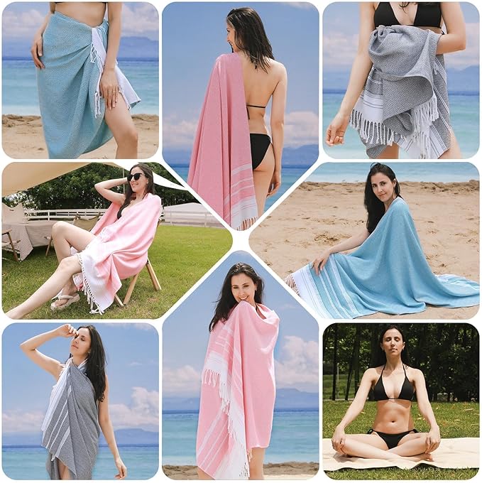 Genovega 6 Packs Oversized Turkish Beach Towels Set Bulk 74"x38" Extra Large - Image 5