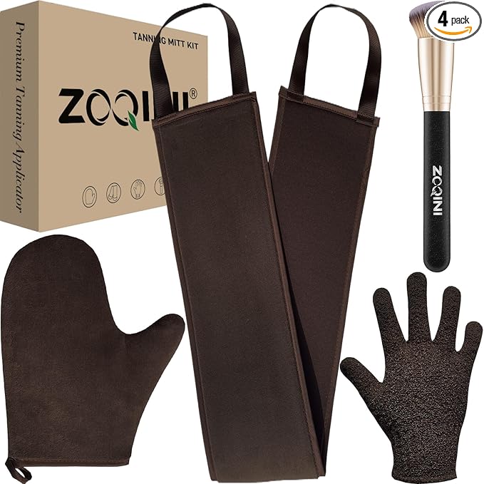 Self Tanning Mitt Kit, Velvety Soft Tanner Mitt and Back Tanning Applicator by ZOQINI