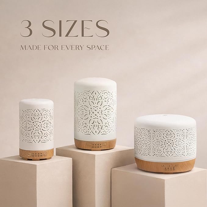 Earnest Living Essential Oil Diffuser White Ceramic Diffuser 250 ml Timers - Image 9