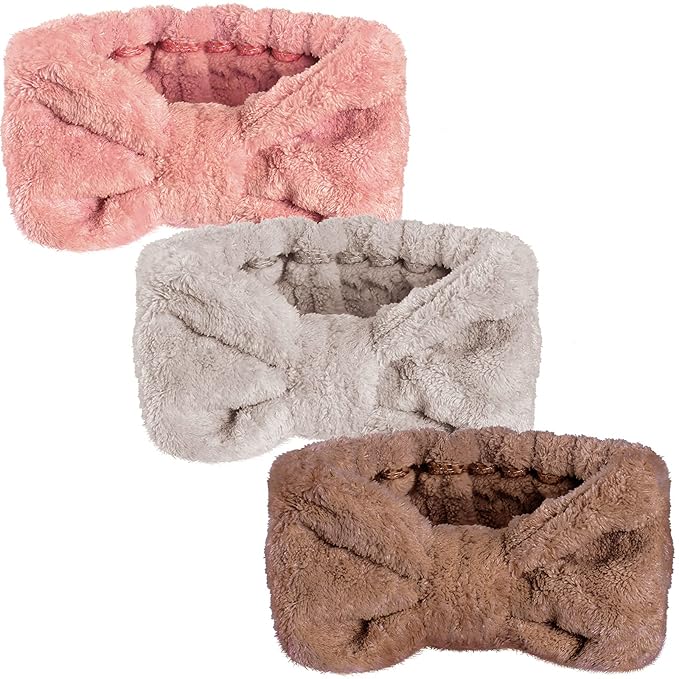 3 Pieces Wash Face Headband Makeup Spa Headband Towel Terry Hair Bands by Hicarer