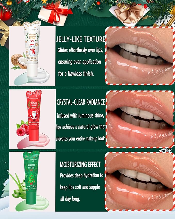 Christmas Moisturizing Lip Balm Gift Set, Non-sticky Long Lasting Clear Jelly - Image 6
