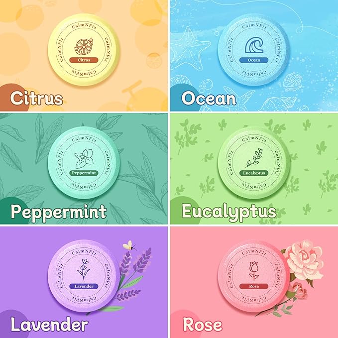 CalmNFiz 6 Pack Shower Steamers Aromatherapy, Birthday Gifts - Image 2