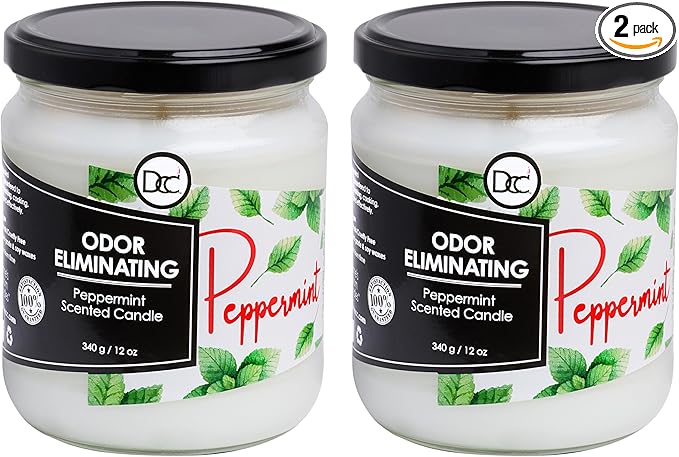Peppermint Two Pack Odor Eliminating Highly Fragranced Candle by DiannesCustomCandles