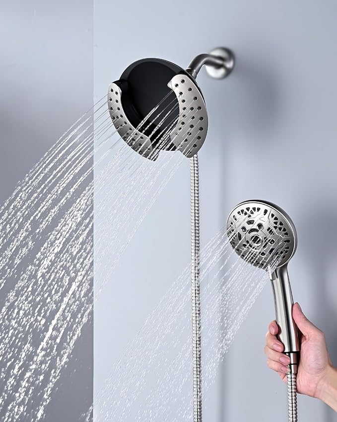 INAVAMZ Shower Heads with Handheld Spray Combo: 7.2" Rainfall Shower Head & - Image 2