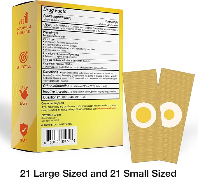 Samsali Wart Corn Remover Pads for Feet: 42 Pack Salicylic Acid Extra Strength - Image 7