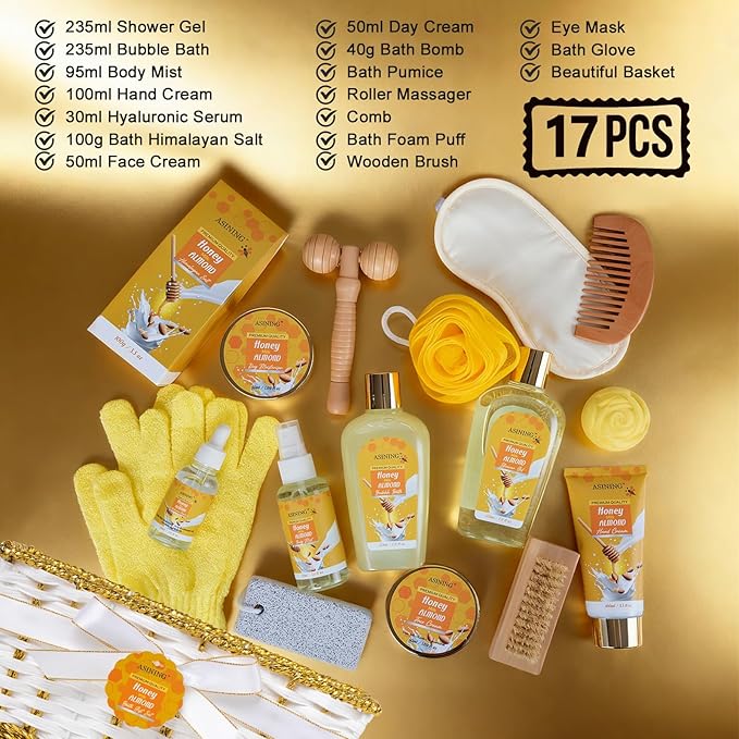 17-Piece Mothers Day Gifts for Women & Men, Almond Luxury Spa Gift Set Bath and - Image 2