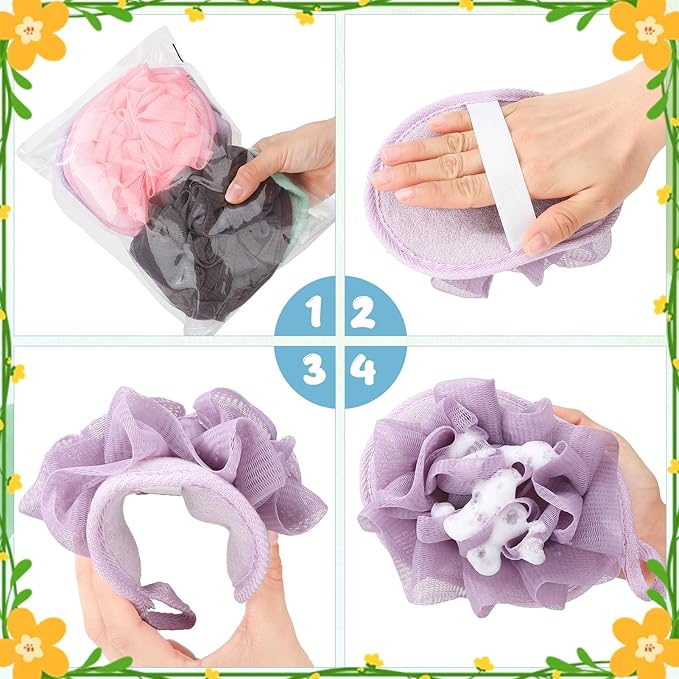 4 PCS Exfoliating Bath Sponges Soft Loofah Shower Scrubber - Image 6