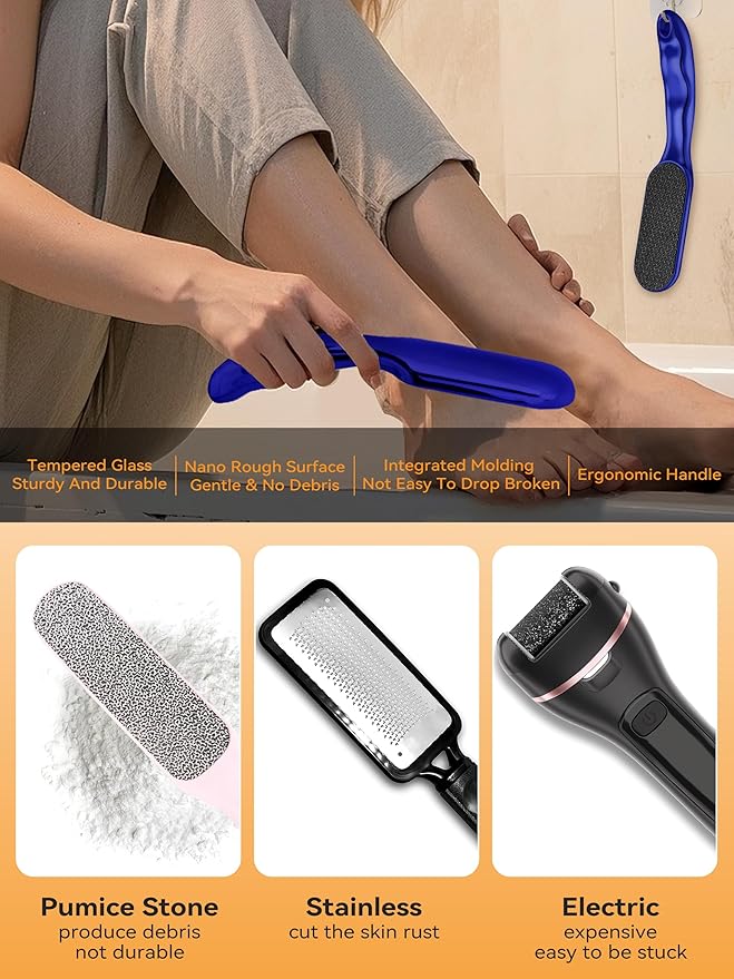 Nano Glass Foot File Professional Foot Scraper Dead Skin Rasp, Wet Dry Foot - Image 2