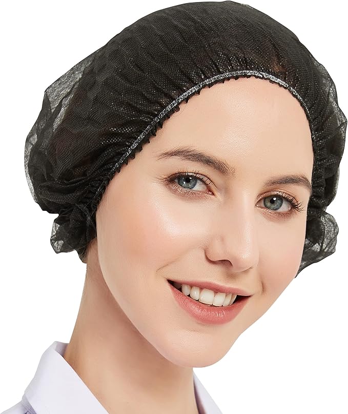 ProtectX 500-Pack Black Disposable Hair Nets, Elastic Head Cover, Bouffant Caps by ProtectX