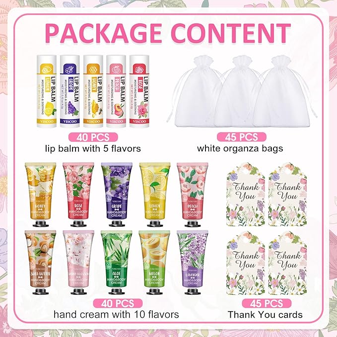 VISCOO 40 Sets Hand Cream and Lip Balm Bulk Set, Mothers Day Gifts, Teacher - Image 2