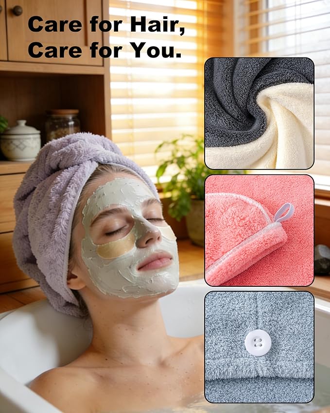 Lumimi 6 Pack Microfiber Hair Towel Wrap - Image 3
