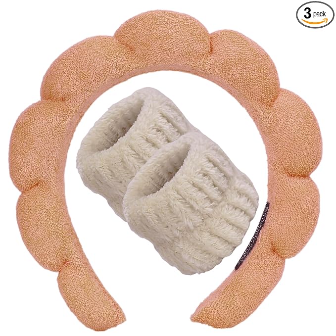 Beleki Spa Headband for Washing Face Wristband Set Sponge Headband Makeup by Beleki