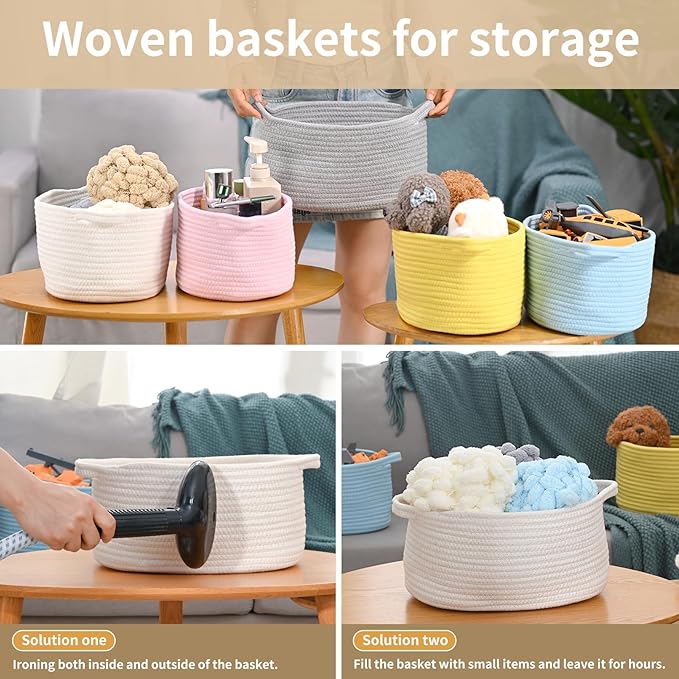Happyiren Yellow Woven Storage Basket - Image 7