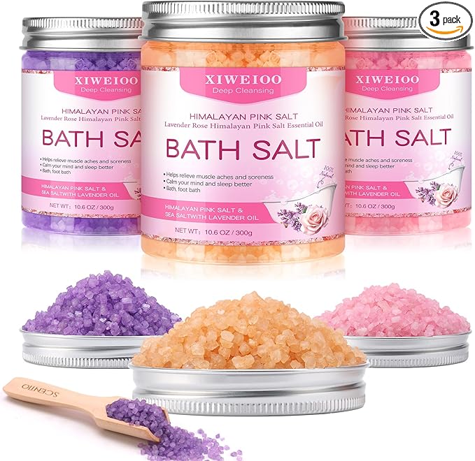Bath Salts for Soaking Himalayan Pink Bath feet soka sea Salt 3 Set Kit by XIWEIOOFOOTSOAK