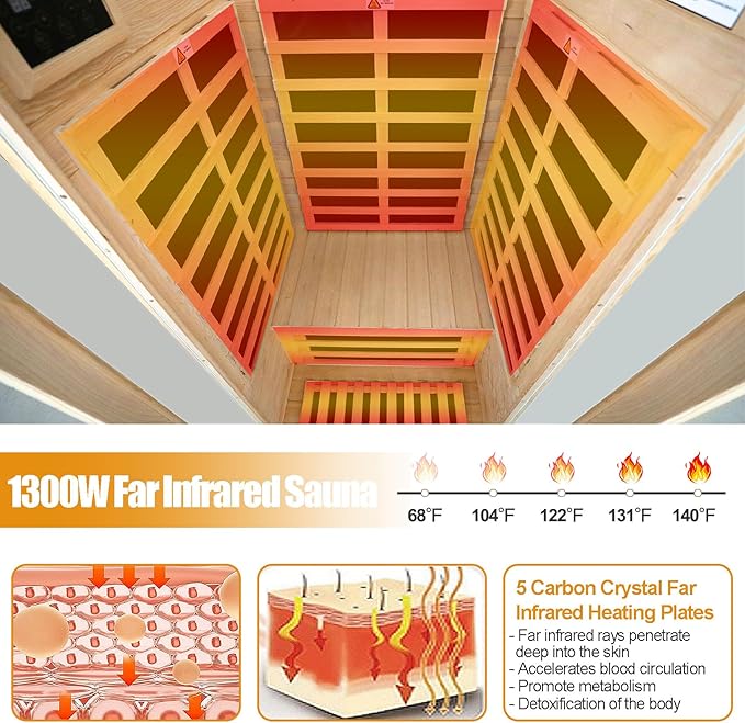 Far Infrared Sauna 1 Person Infrared Sauna Room Canadian Hemlock Wooden Sauna - Image 3
