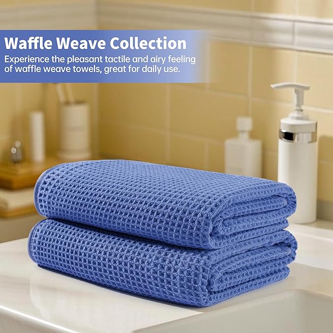 Microfiber Waffle Bath Towels, 4 Pieces, Fast Drying, Lint Free 430 GSM - Image 6