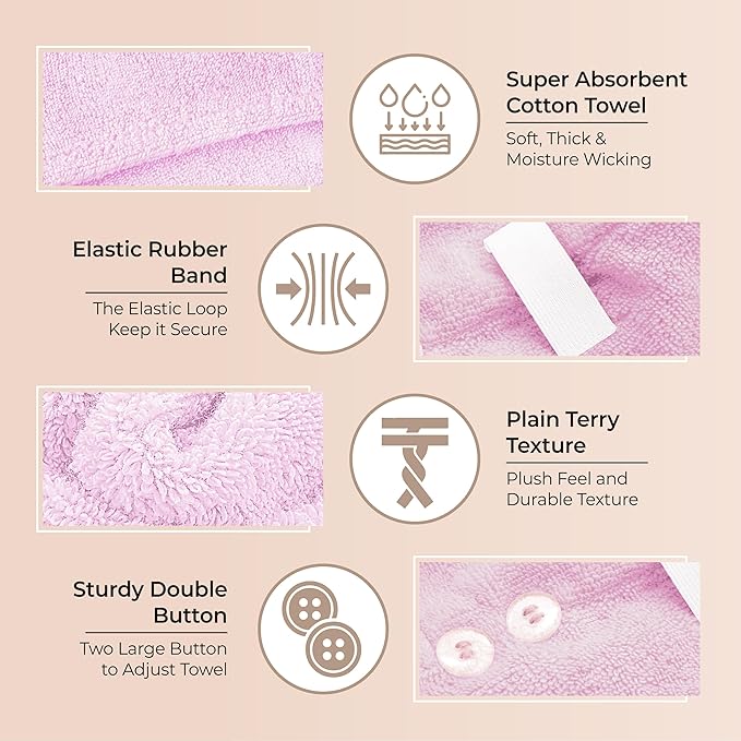 Lili&James 100% Cotton Hair Towel Wrap - Image 5
