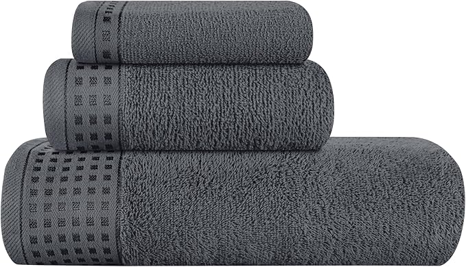 GLAMBURG Ultra Soft 3 Pack Cotton Towel Set, Contains a Bath Towel 28x55 inch by GLAMBURG