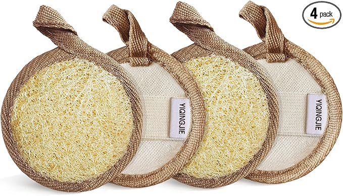 YIQINGJIE Natural Loofah Exfoliating Face Scrubber, Facial Scrubber Loofa Pads by YIQINGJIE