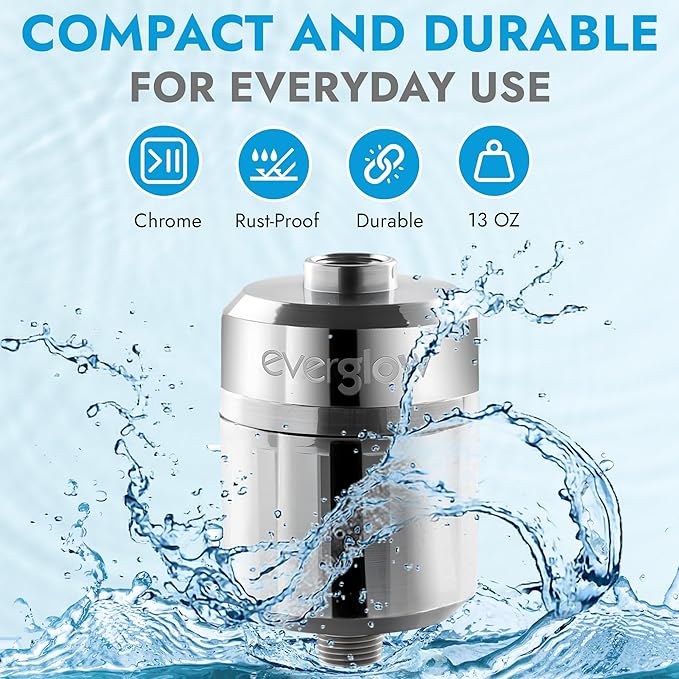 EVERGLOW High-Output Shower Filter, 100% Removes Chlorine, Moisturizes Dry - Image 6