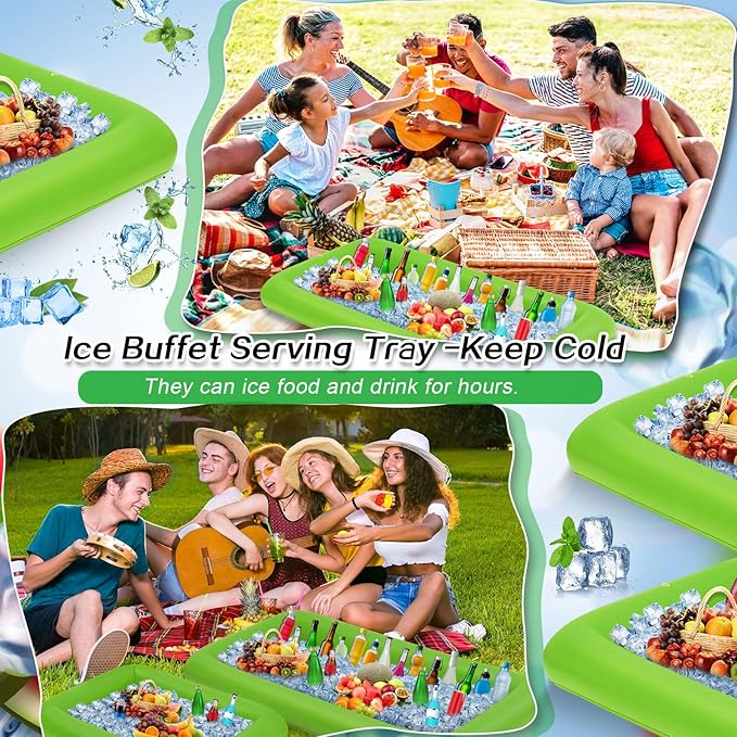 Leitee 4 Pcs Inflatable Ice Serving Bars Buffet Serving Tray Drink Cooler - Image 3