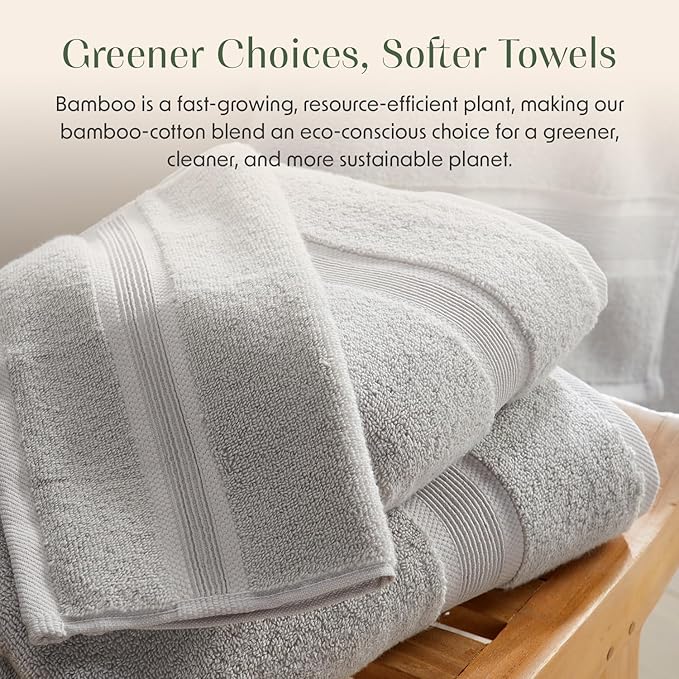 Springtree Home Luxury Bamboo Rayon Bath Towel Set 6 Piece Set | 35% Bamboo - Image 7