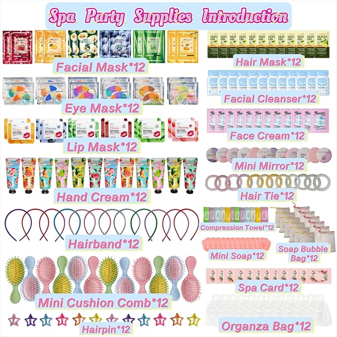 204PCS Spa Party Supplies for Women, Spa Party Favors Include Facial Masks - Image 2