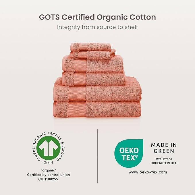 BIOWEAVES 100% Organic Cotton 700 GSM Plush 6-Piece Premium Towel Set GOTS - Image 8